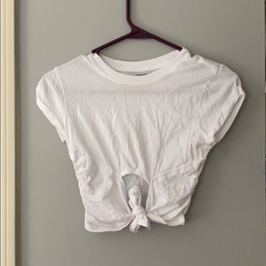 Crop top tie front shirt